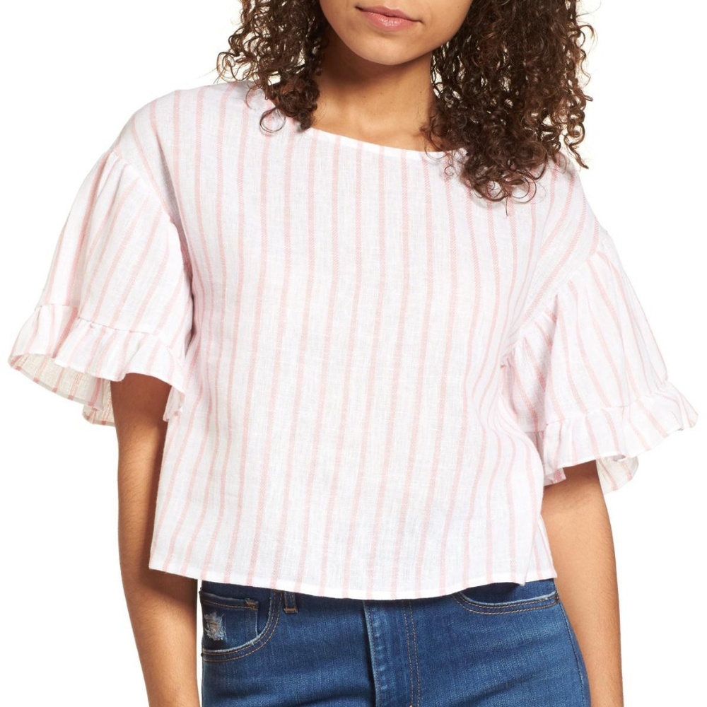 NWT 3/$20 🌻 BP Ruffle Sleeve Linen Blend Crop Top, Medium